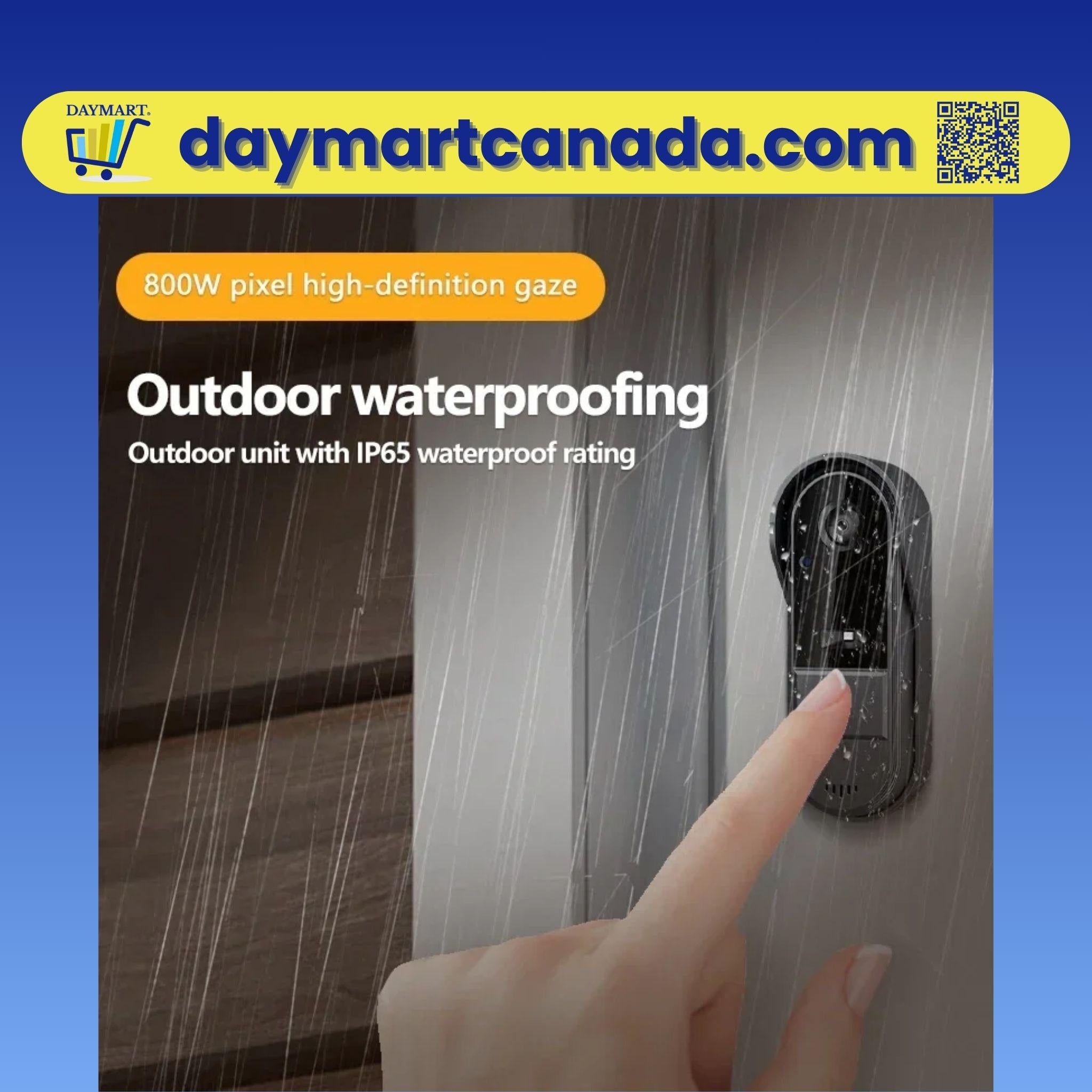 Angle view of Tuya Smart Video Doorbell showcasing HD camera and stylish design for outdoor security