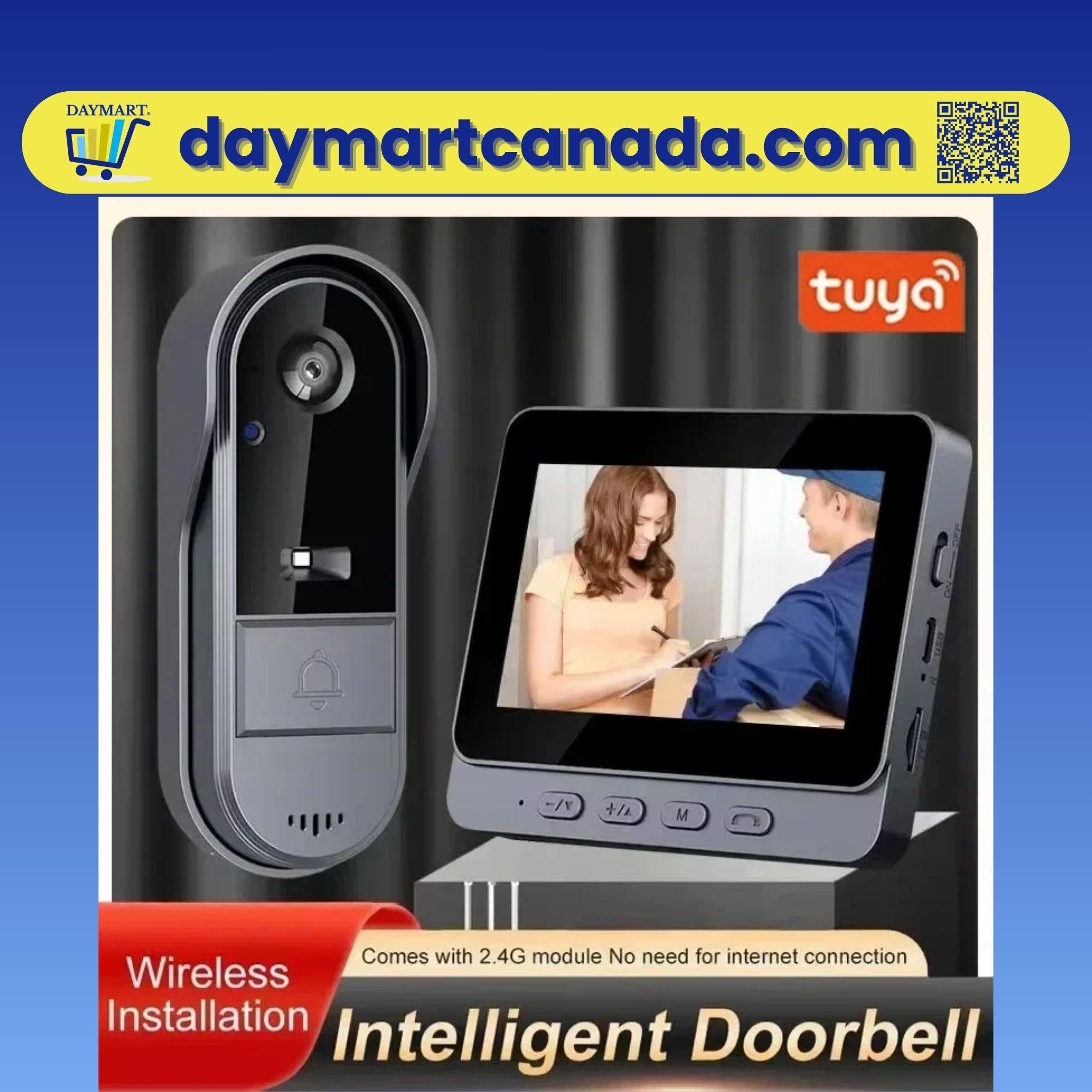 Back view of Tuya Smart Video Doorbell showing compact design and mounting features for easy installation