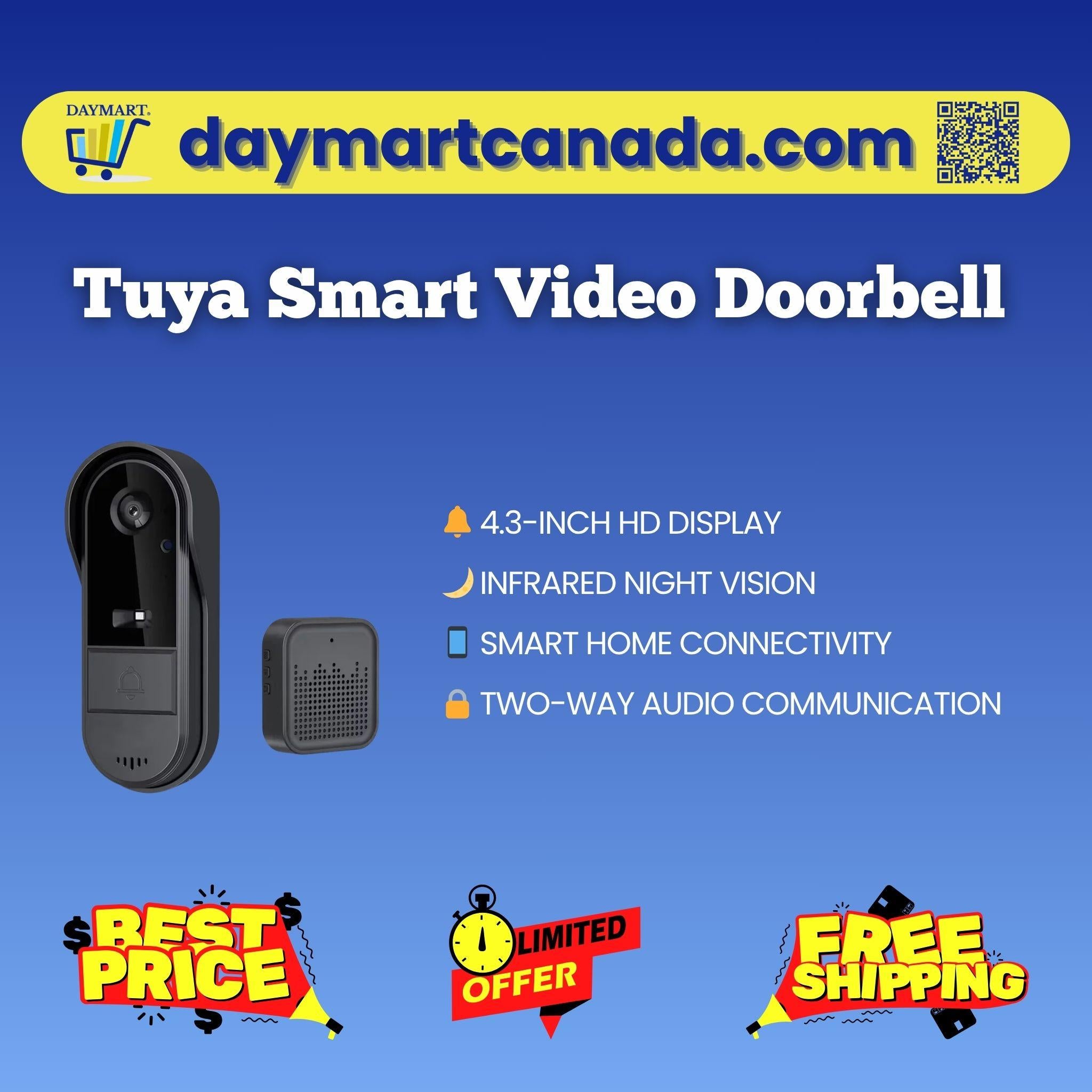 Tuya Smart Video Doorbell unit only showing compact design and HD camera for home security