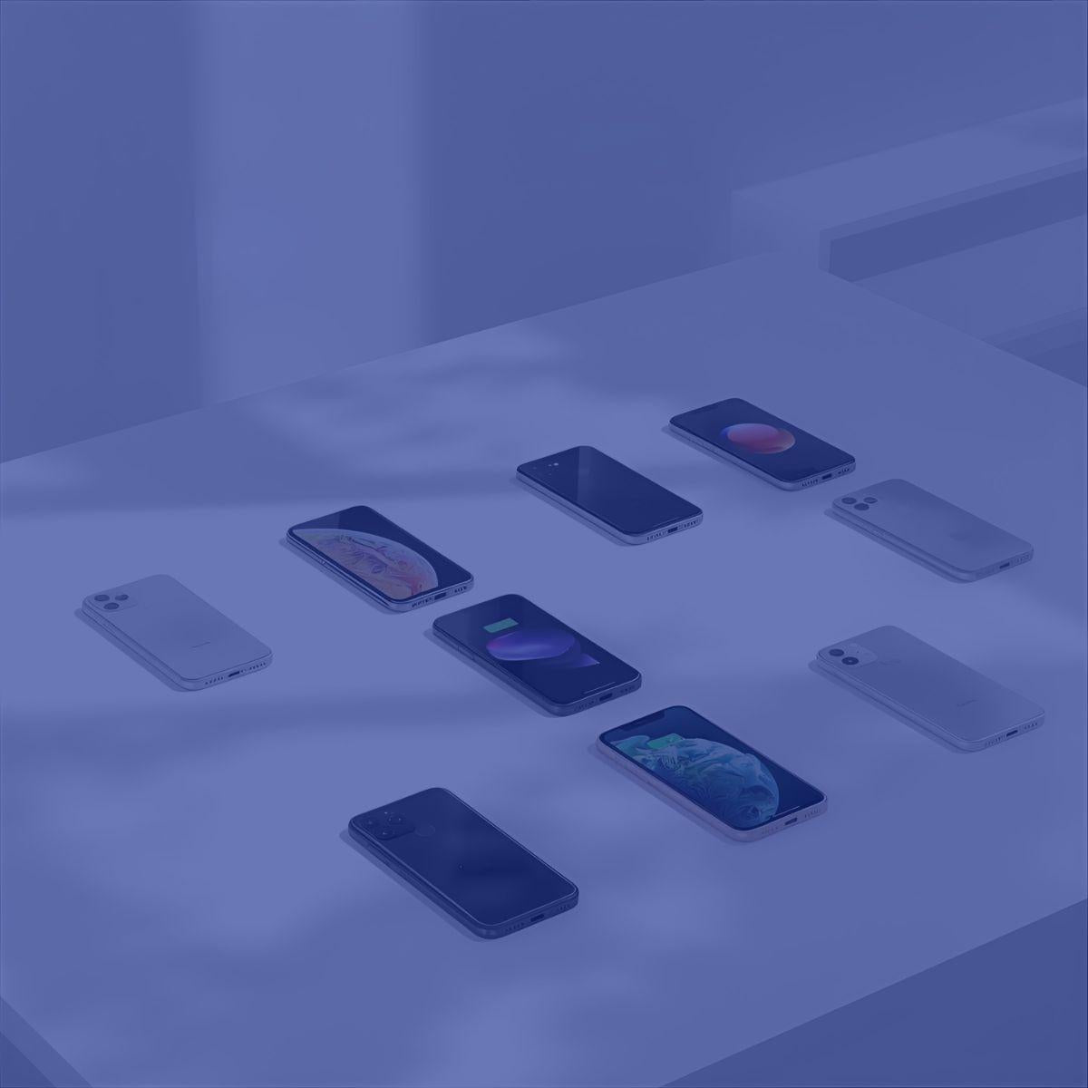 Smartphones displayed in a clean retail-style environment with minimalist setup – DAYMART®