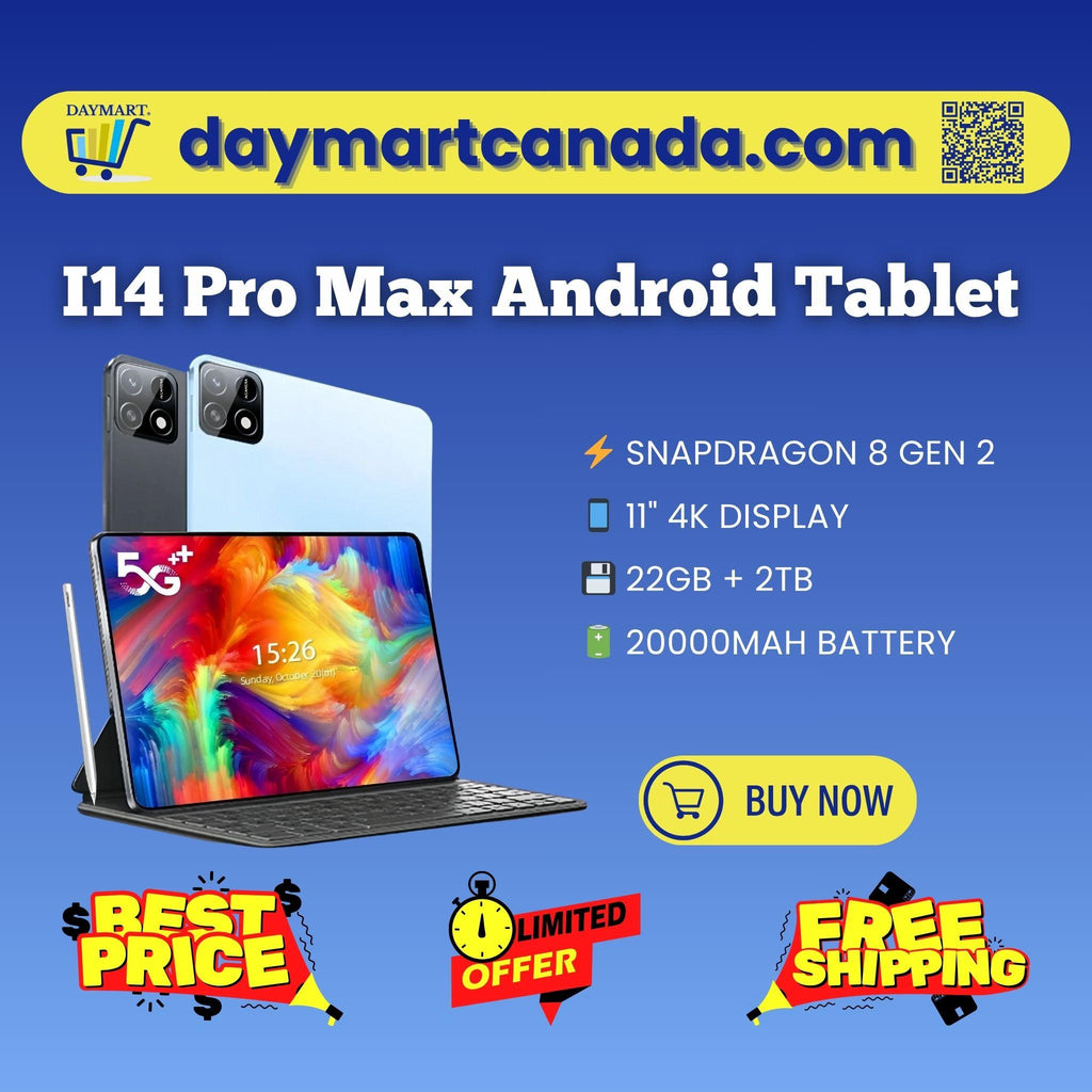 Front view of Android 14 Pad 7S Pro Tablet showing 11-inch 4K display in black color