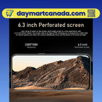 Action view of Global Vision 17 Pro Max showing 6.3-inch 512GB in use