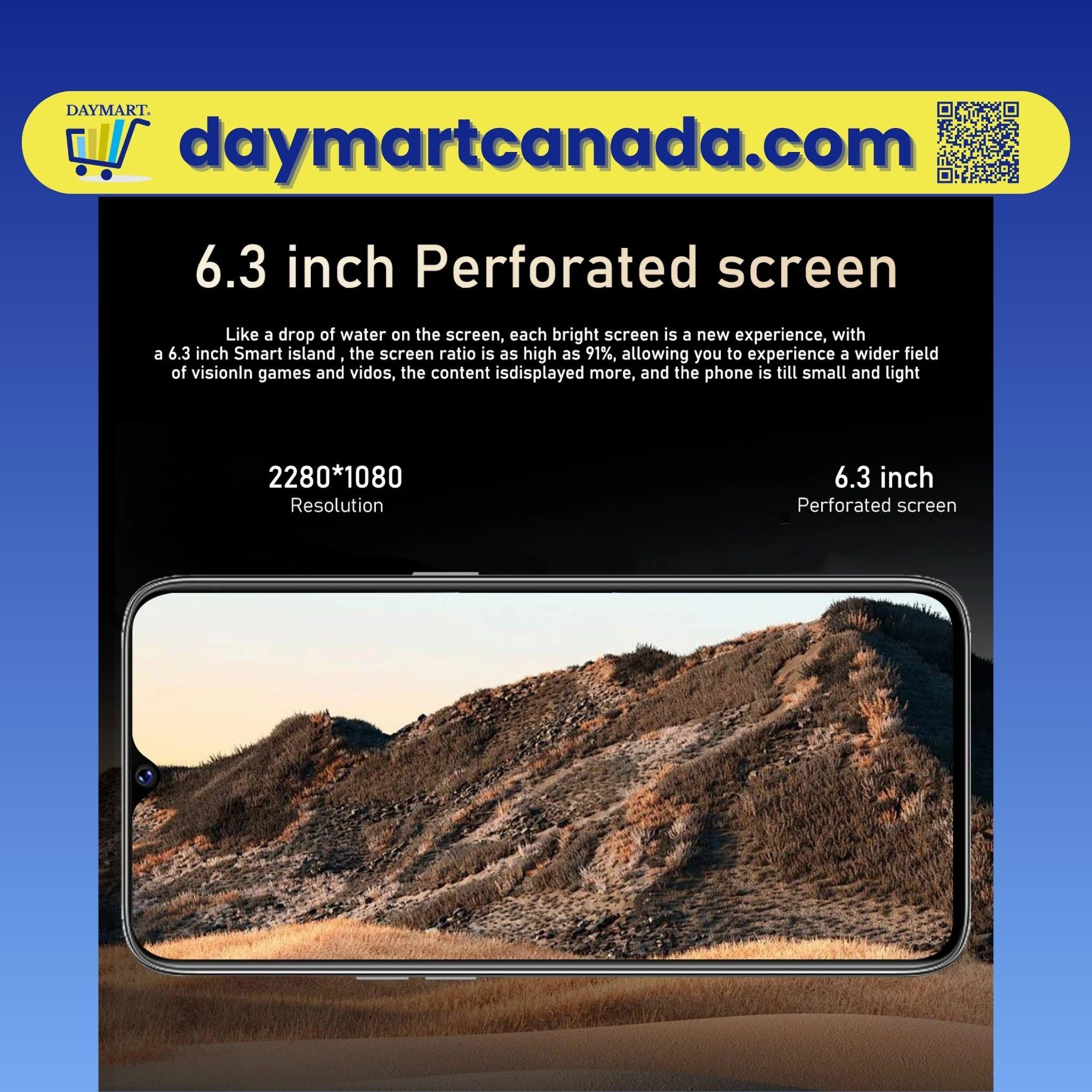 Action view of Global Vision 17 Pro Max showing 6.3-inch 512GB in use