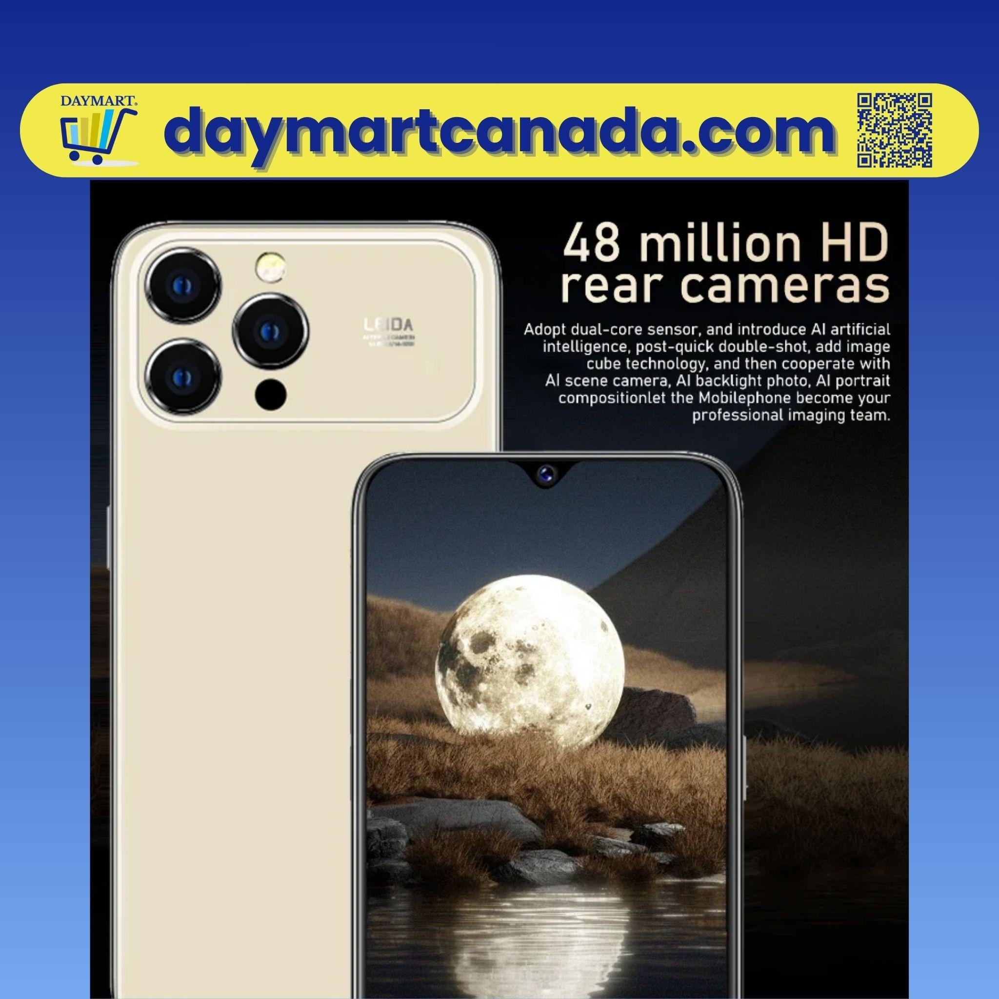 Left side view of Global Vision 17 Pro Max showing 6.3-inch 512GB profile