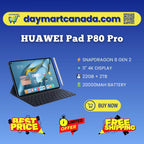 Front view of Huawei Pad P80 Pro tablet, 11-inch 4K display, Blue color, 2TB storage, sleek design, DAYMART® Canada.