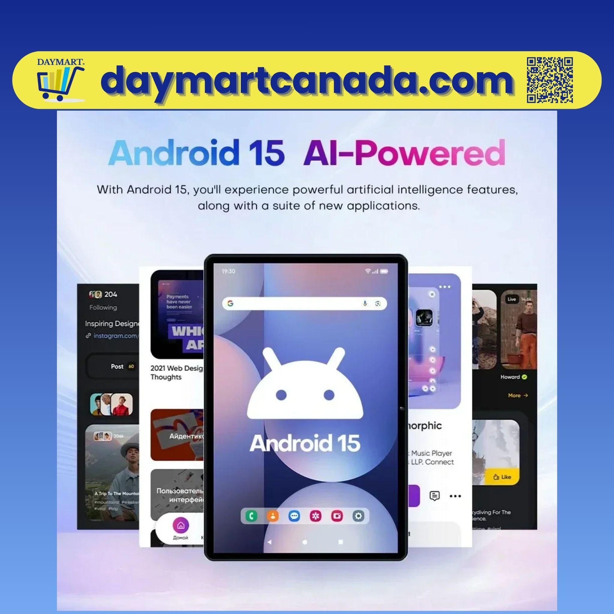 Side view of Huawei Pad P80 Pro tablet, 11-inch 4K display, Blue color, 2TB storage, highlighting slim profile and sleek design, DAYMART® Canada.