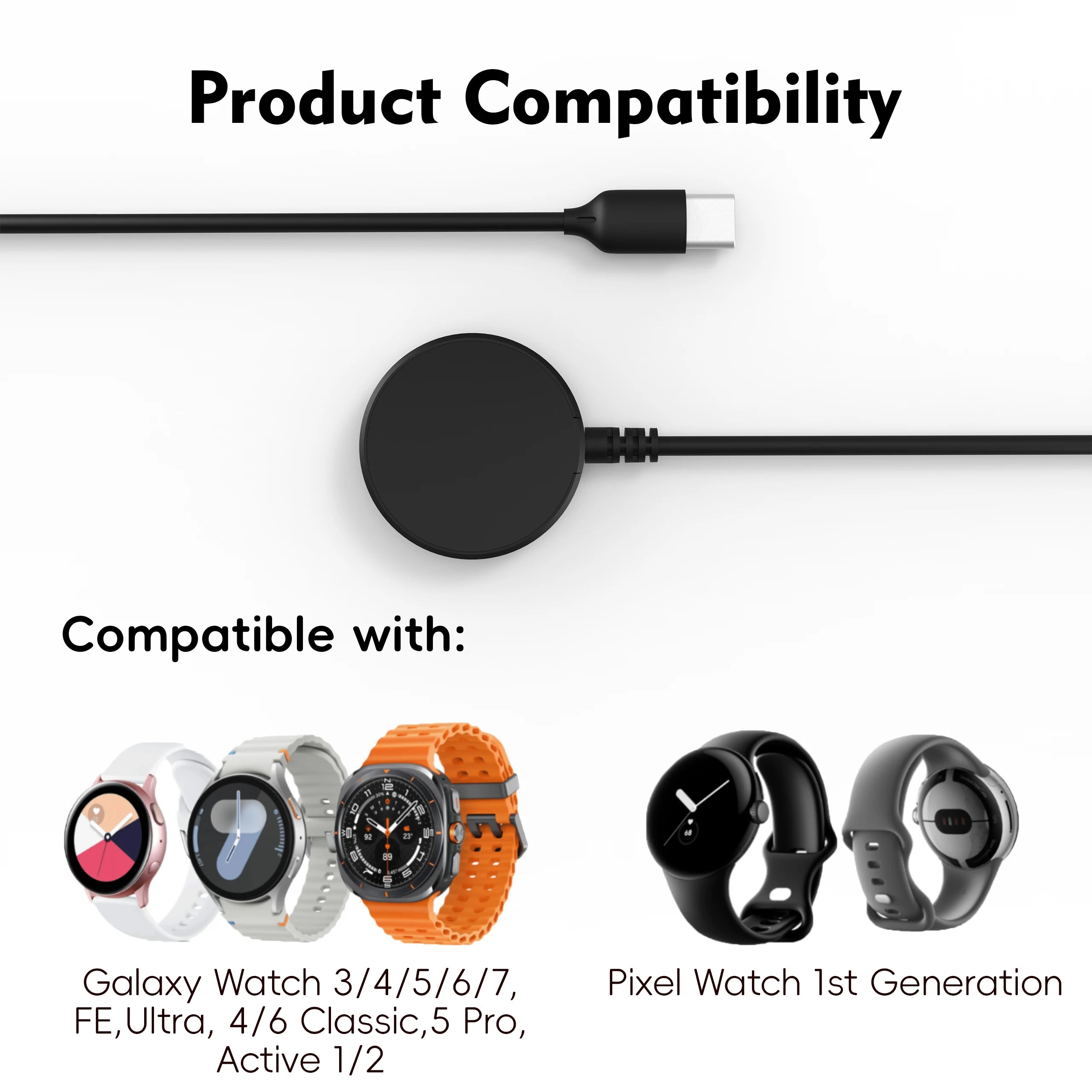 Wireless charger Galaxy Watch Charger for Galaxy Watch 3/4 5/6/7 Active1-2 Ultra FE  watch cable USB-A USB-C