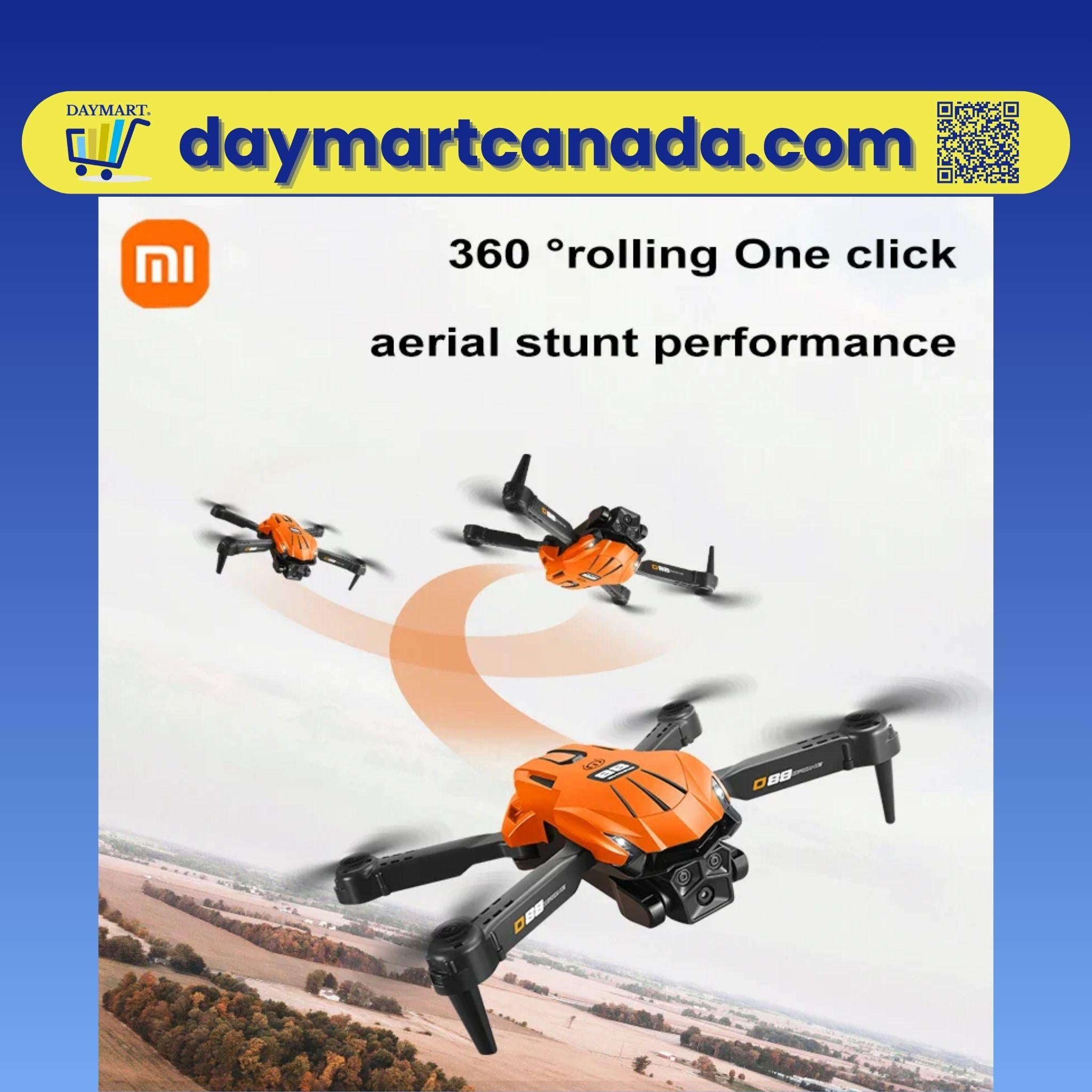 Back view of Xiaomi D88 Drone displaying dual camera and LED lights